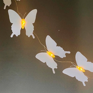 Genopladelige lyskæde med hvide sommerfugle